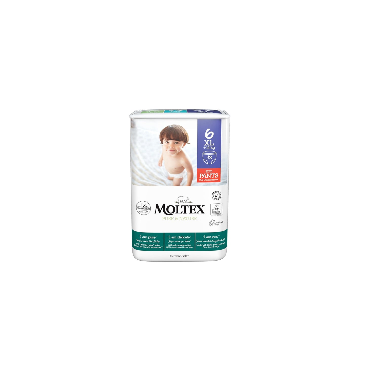 Calça Moltex Pure & Nature T6 (+14 kg), 18 unidades