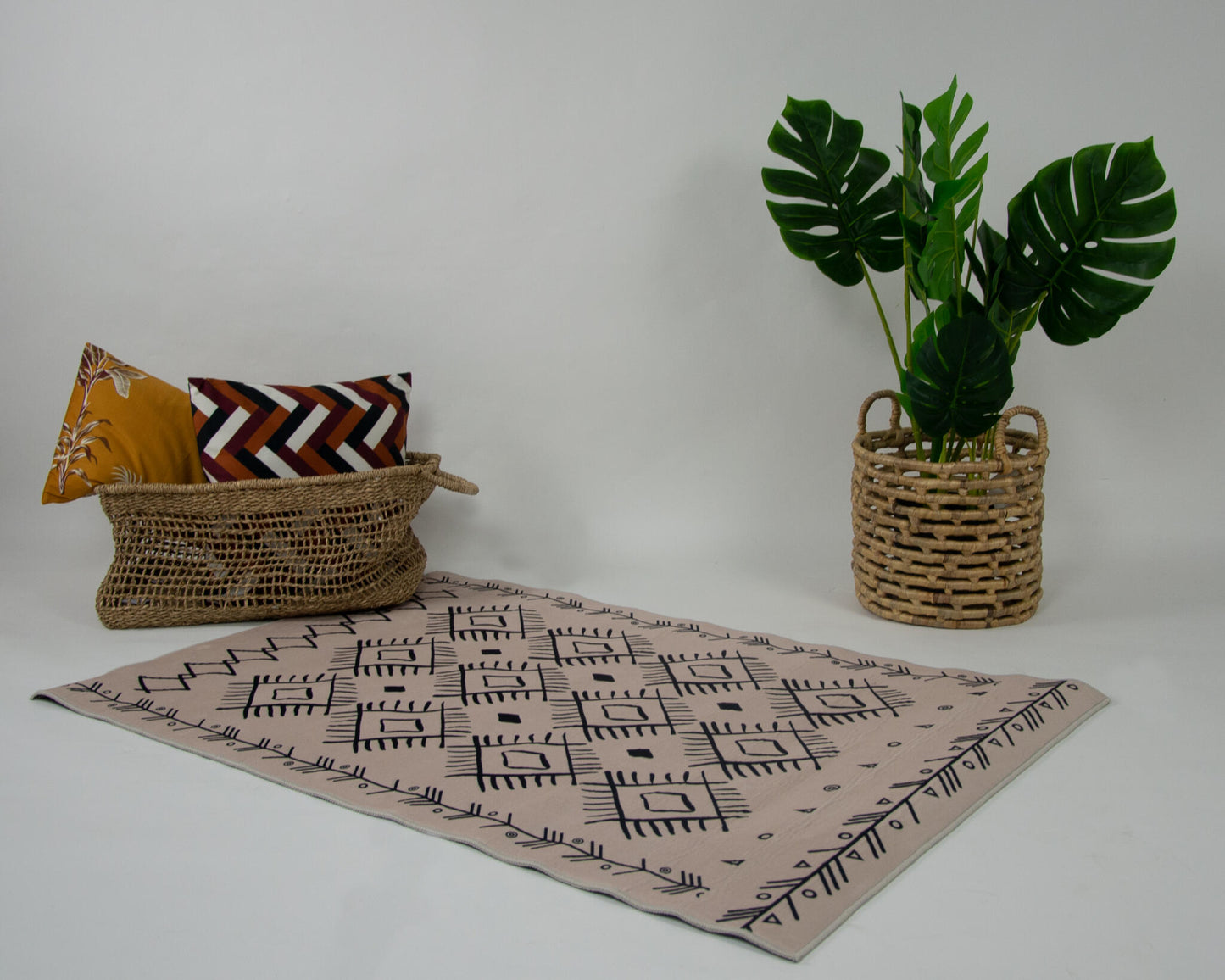 Alfombra De Salón, Alfombra De Dormitorio De Terciopelo Con Motivos Étnicos Y Aztecas 80x120cm- Decoración- Mobiliario De Hogar_2