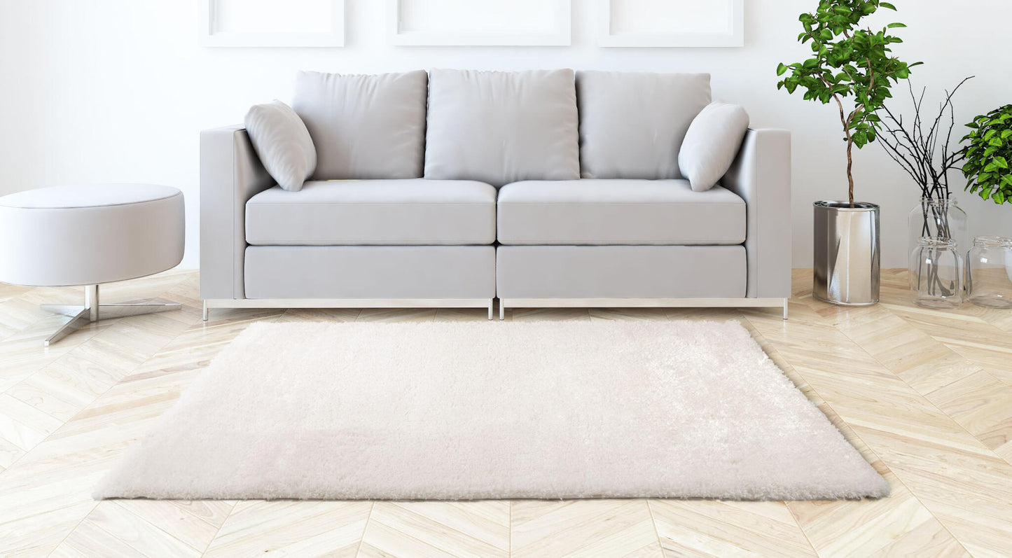 Alfombra De Salón Blanca Pelo Largo 100x150cm- Decoración- Mobiliario Del Hogar_2