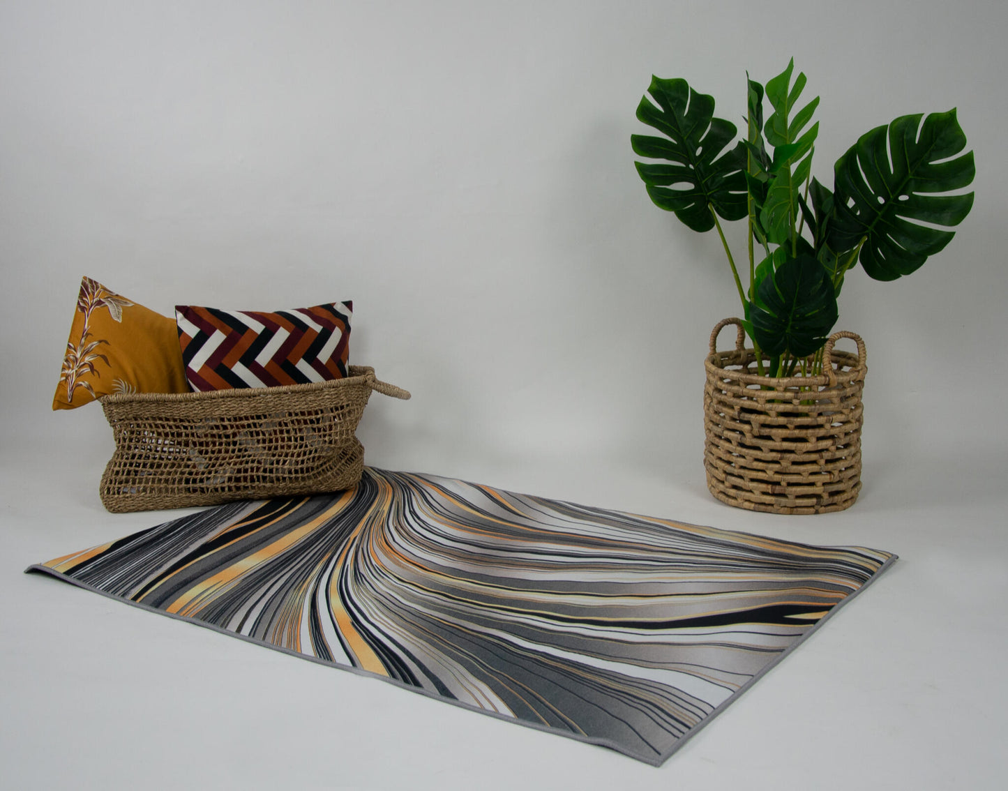 Alfombra Salón, Alfombra Dormitorio Pelo Suave Motivos Abstractos Gris, Negro, Amarillo 80x120cm- Decoración- Mobiliario Hogar_2