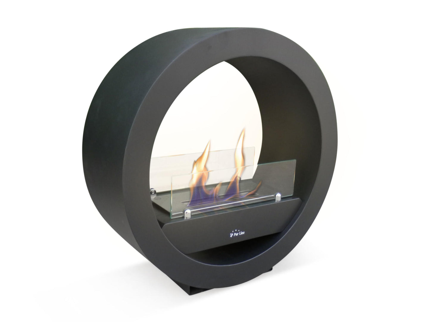 Chimenea De Etanol Diseño Circular En Acero Negro Urano Purline_0
