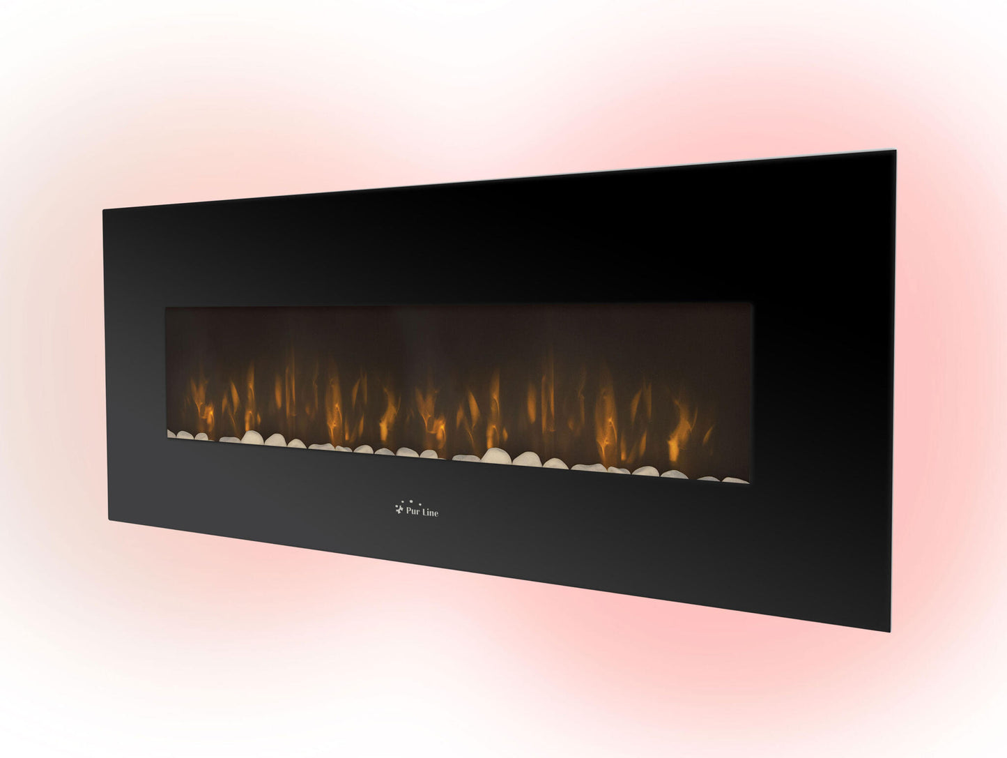 Chimenea Eléctrica Mural 2kw Panorámica En Cristal Templado Negro Con Mando A Distancia Che-500 Purline_4
