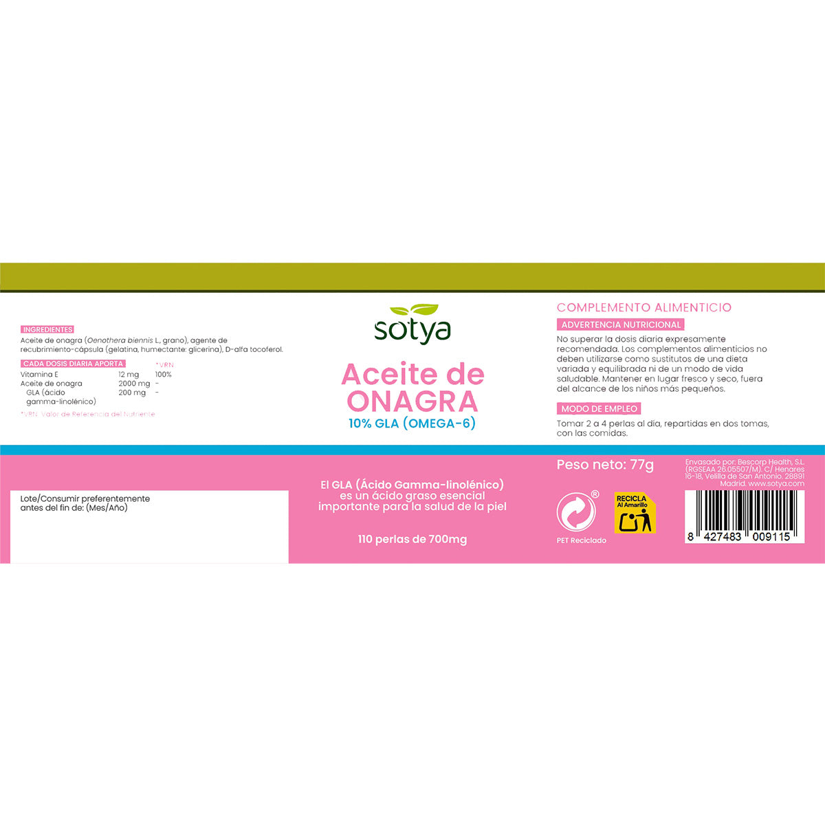 Onagra Sotya 110 Perlas