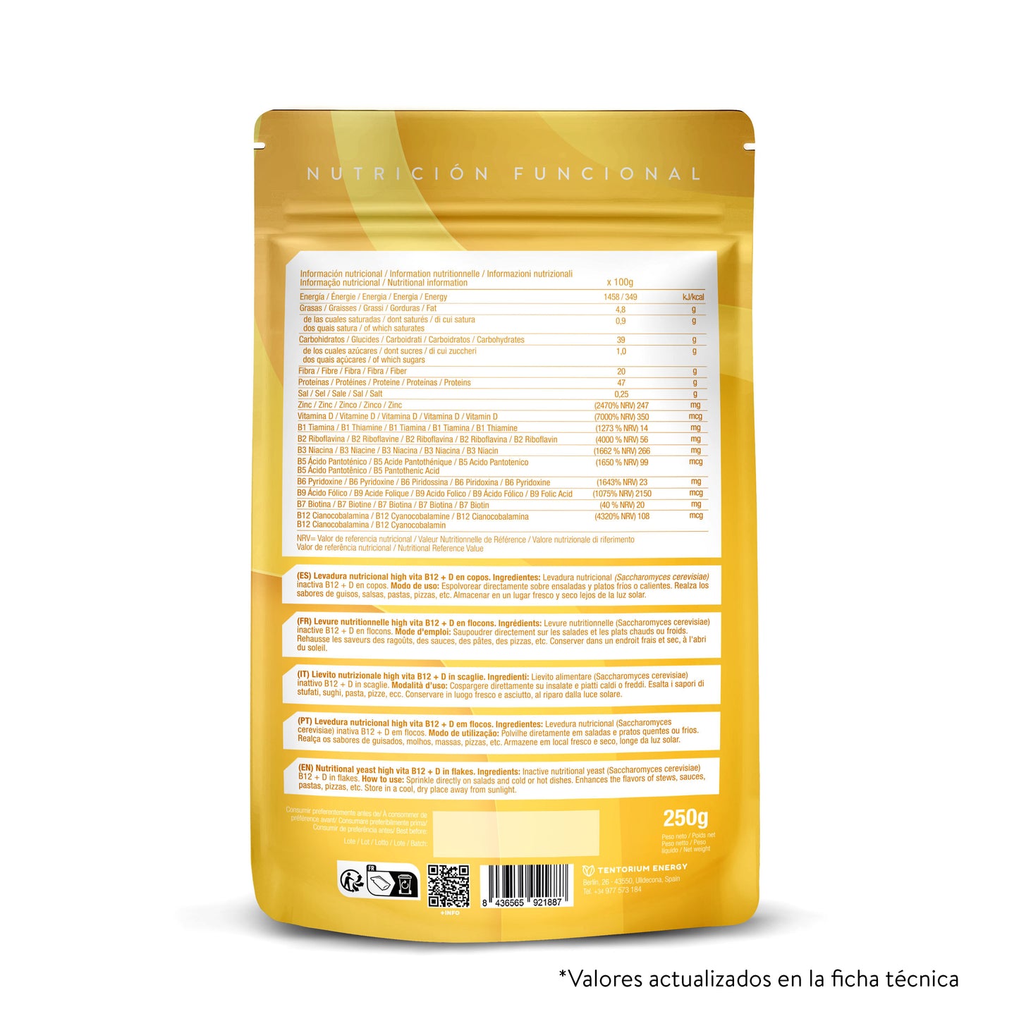 Levedura nutricional rica em vitamina D Energy Feelings 250 g