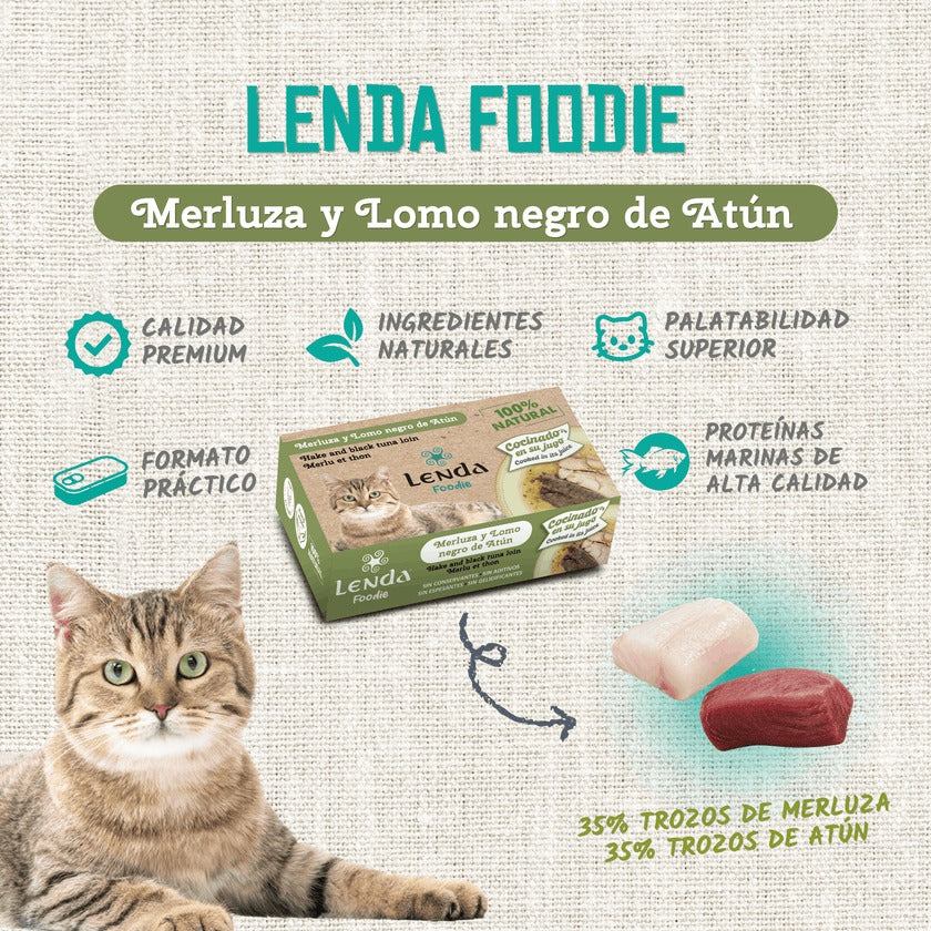 Comida Húmeda para Gatos Merluza y Atún Foodie Lenda 1 x 120 g