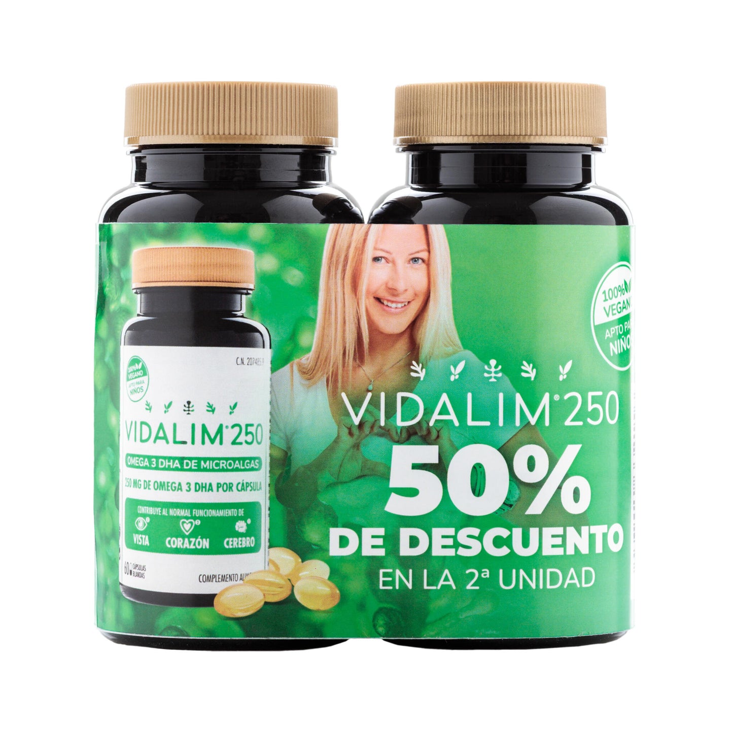OMEGA 3 MICROALGAS OFERTA PACK VIDALIM 250 VEGANO: 250 mg DHA POR CAPSULA | 120 CAPSULAS_5