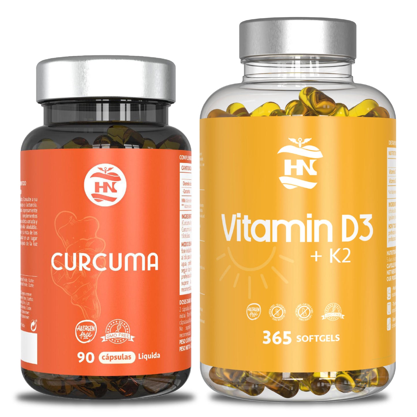 Pack Vitamina D3k2 365 Caps & Curcuma Liquida Liposomada 90 Caps_0