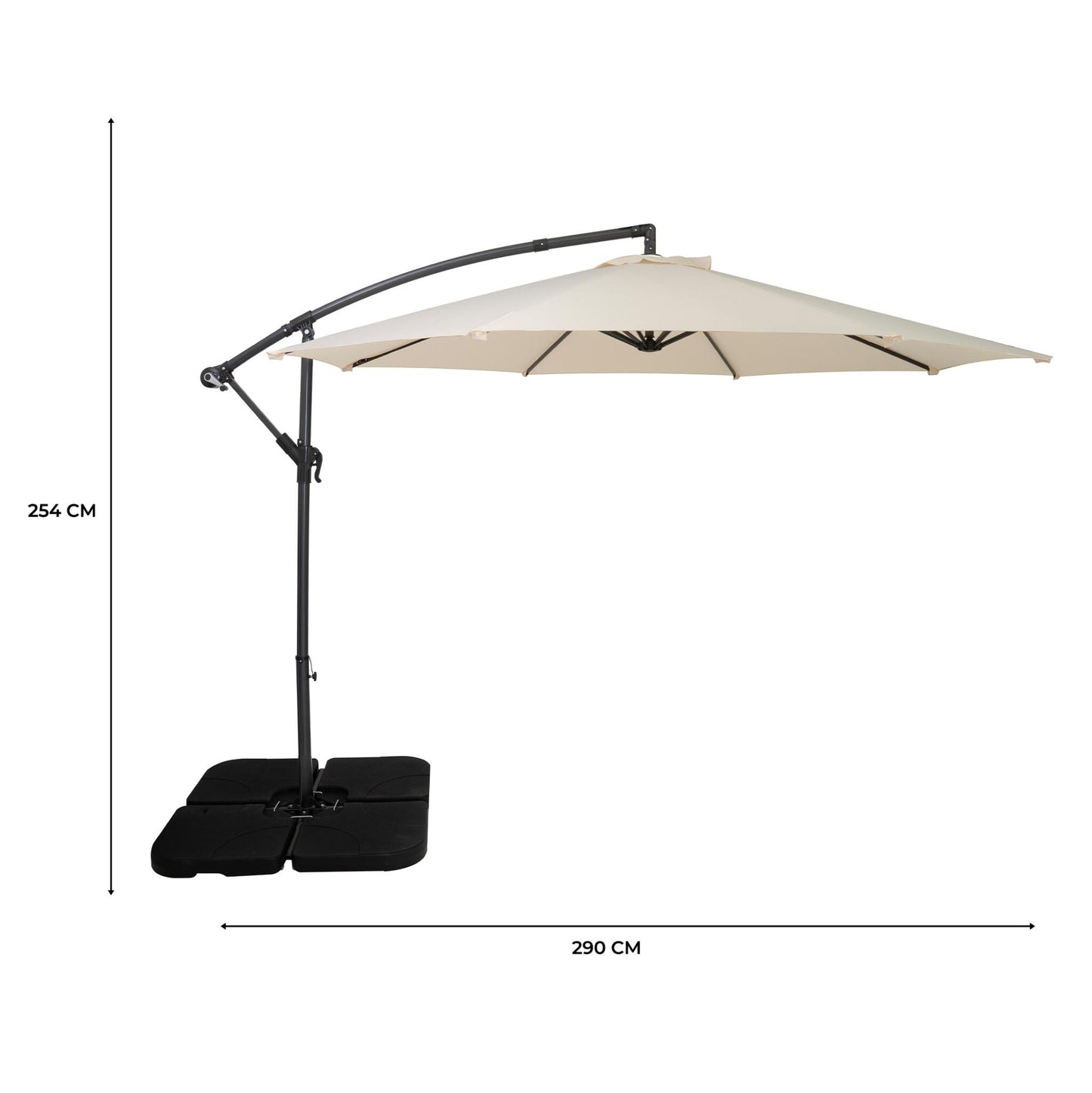Parasol Excéntrico De 3 M Con Base Cuadrada – Crema_4