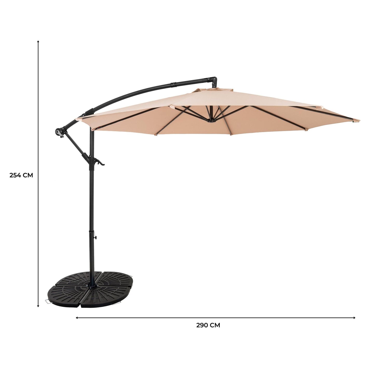 Parasol Excéntrico De 3 M Con Base De Abanico Completo – Beige_4