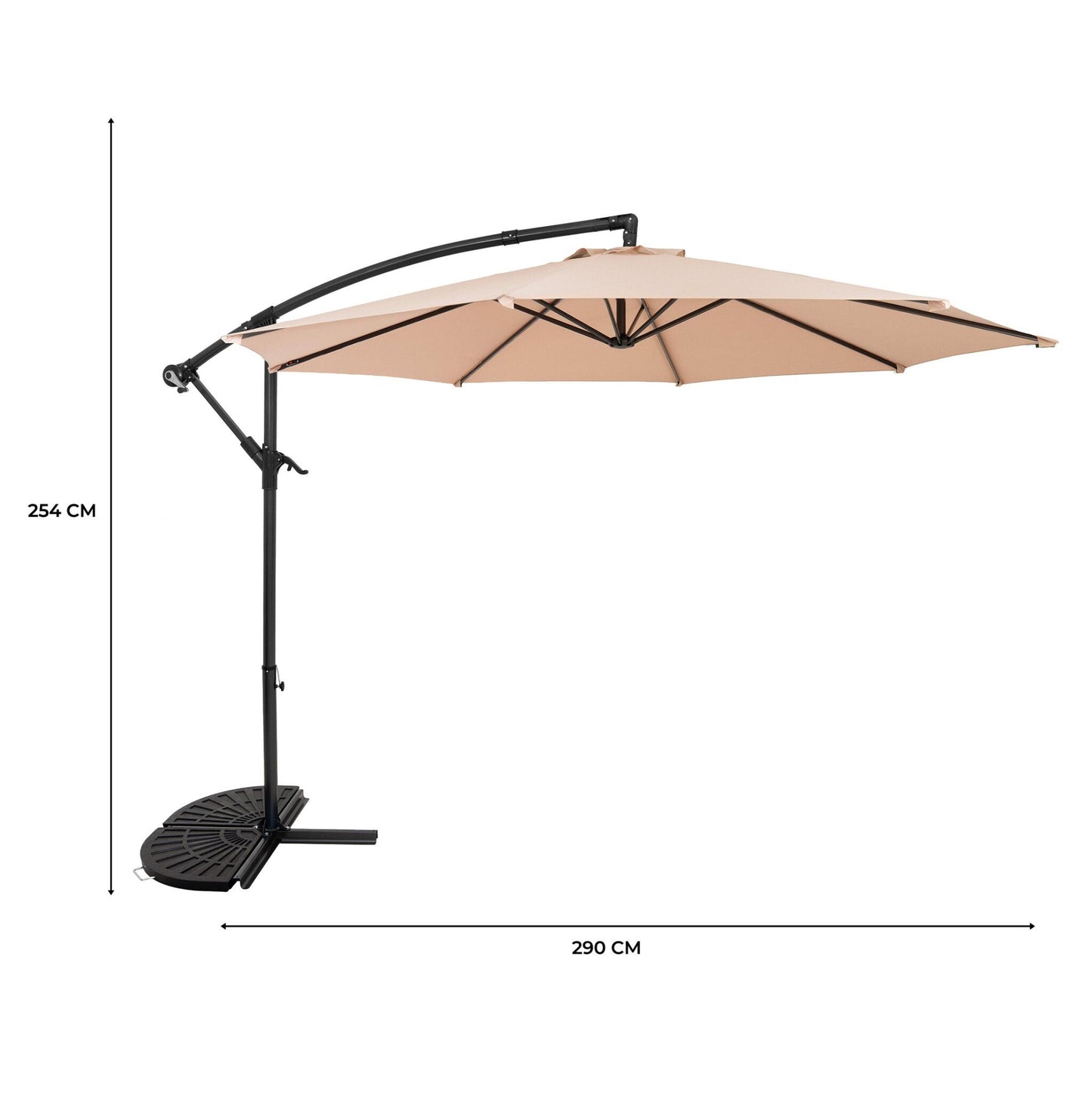 Parasol Excéntrico De 3 M Con Base De Medio Abanico – Beige_4