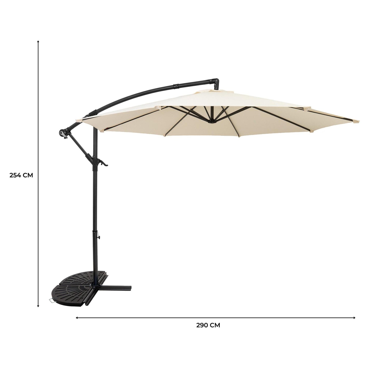 Parasol Excéntrico De 3 M Con Base De Medio Abanico – Crema_4