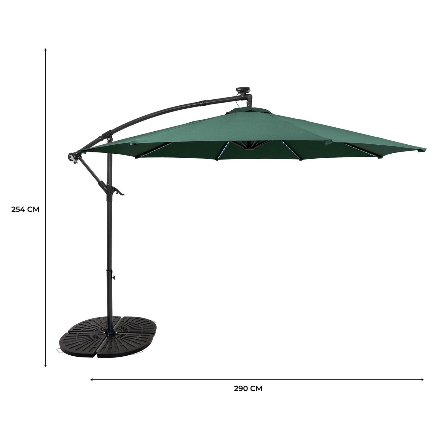 Parasol Excéntrico Led De 3 M Con Base De Abanico Completo – Verde_4