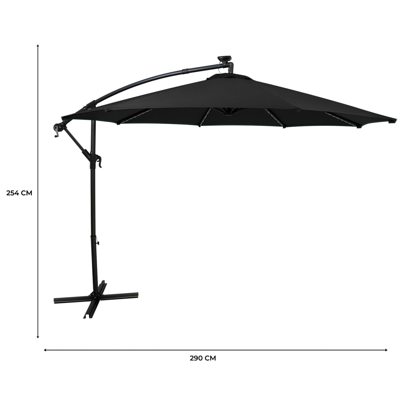 Parasol Excéntrico Led De 3 M – Negro_4