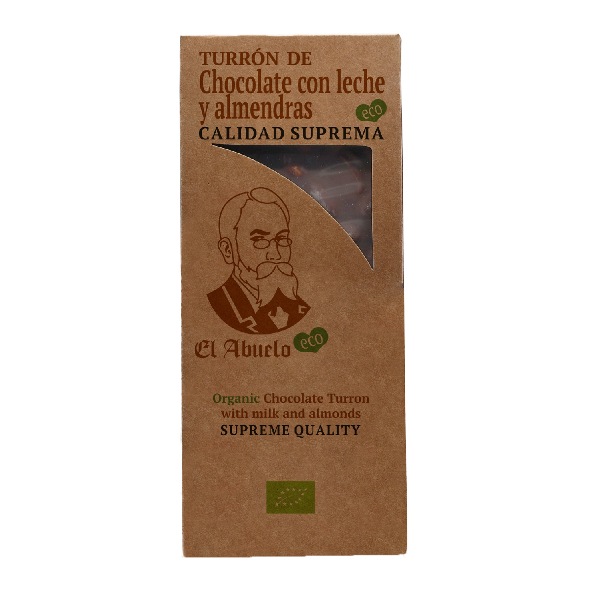 Chocolate de leite biológico e torrão de amêndoa El Abuelo, 200 g