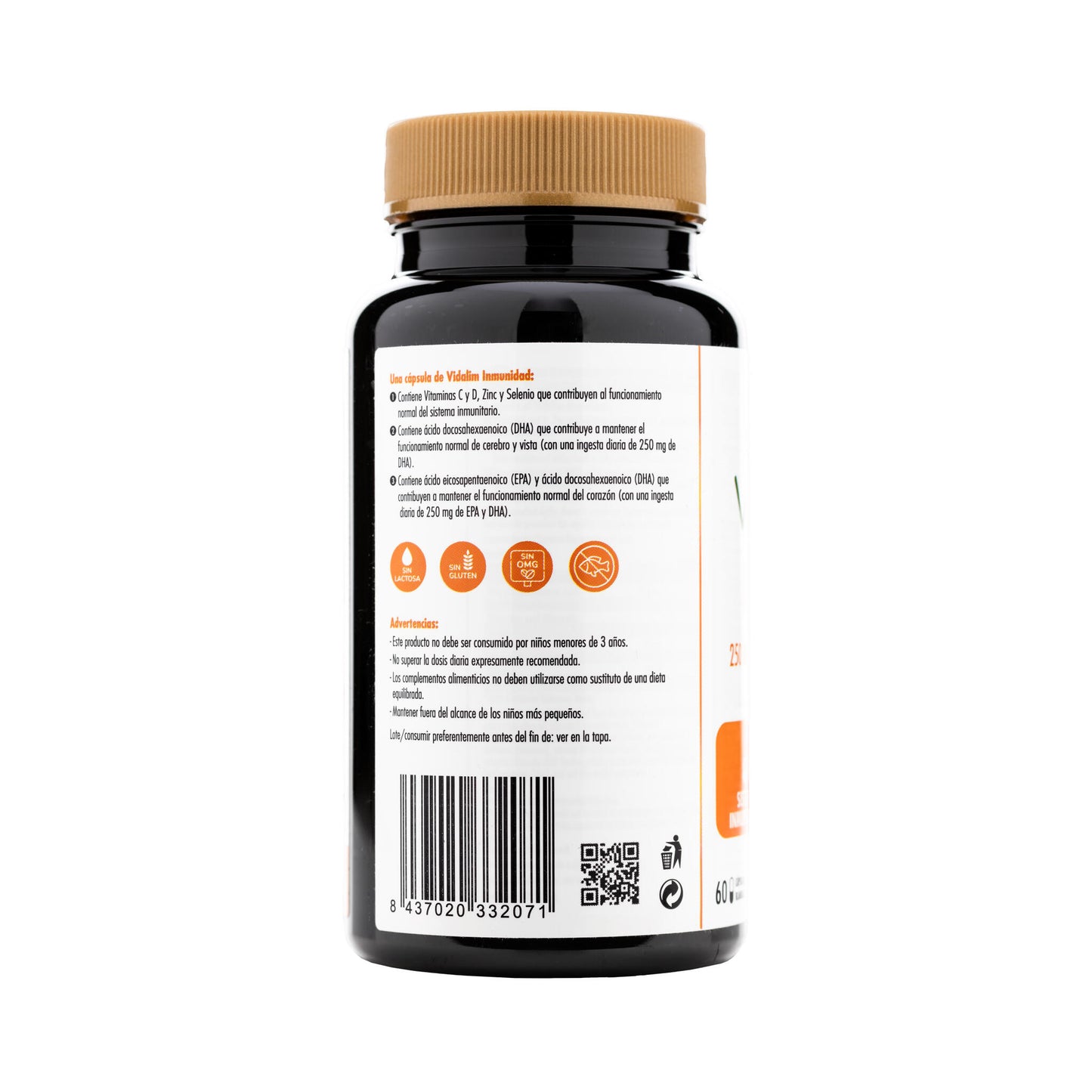 VIDALIM INMUNIDAD: OMEGA 3 DHA DE MICROALGAS CON VITAMINAS Y MINERALES | 60 CÁPSULAS_5