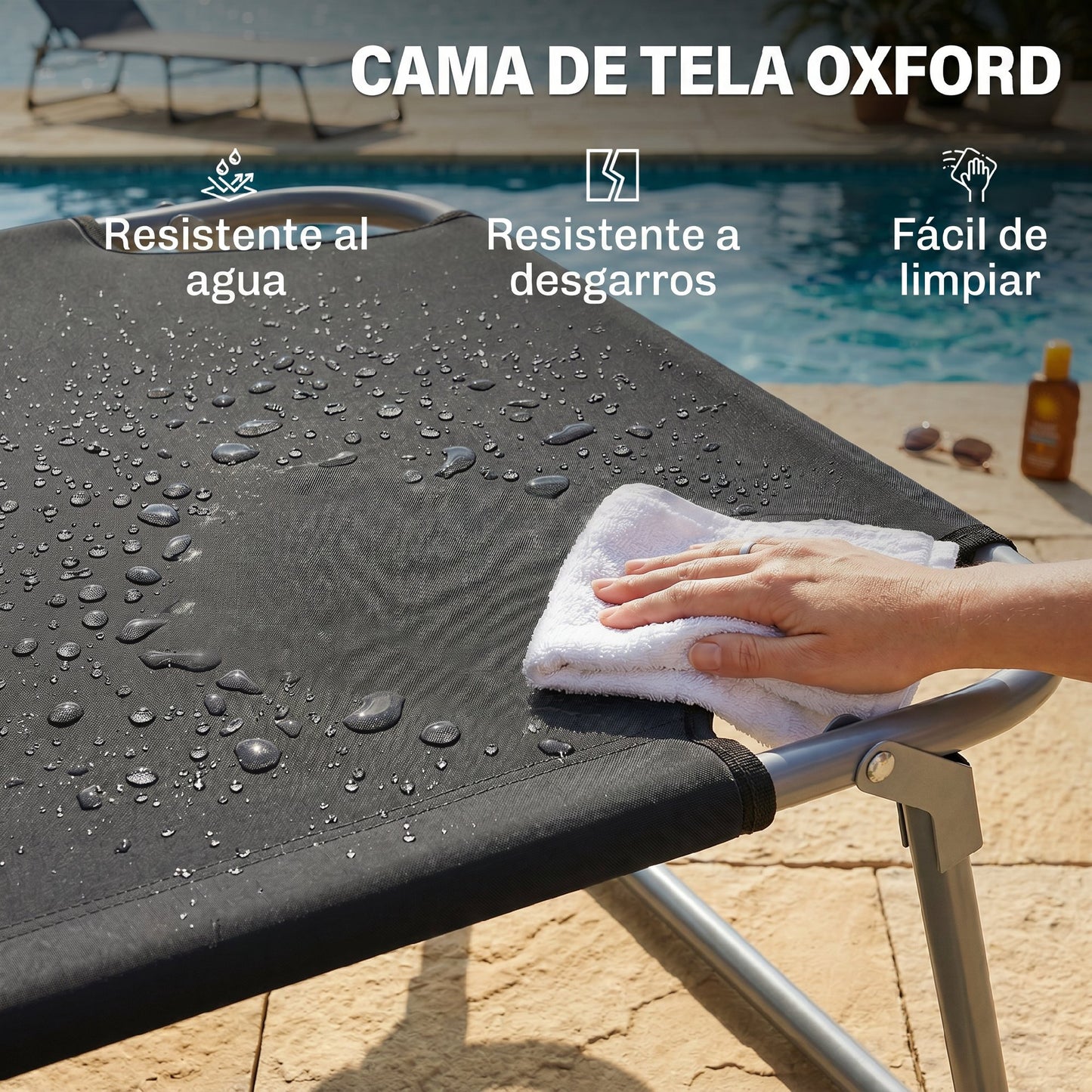 Outsunny Tumbona De Jardín Plegable Con Toldo Desmontable 187x58x36 Cm Negro_5