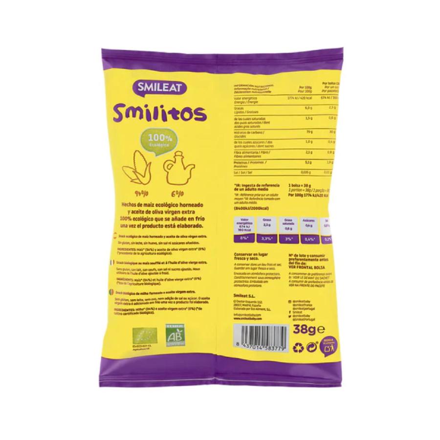 Embalagem de 2 Smilitos, minhocas de milho biológicas Smileat, 38g