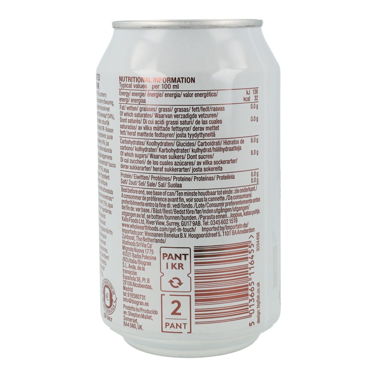 Refrigerante de mirtilo Whole Earth Bio 330ml