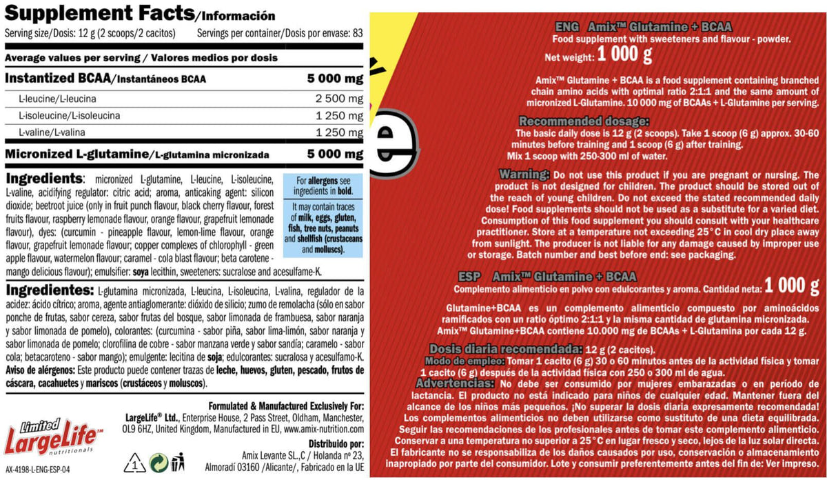 Glutamina + Bcaa - 1kg - Mango - Bcaa + Glutamina - Amix Nutrition_5