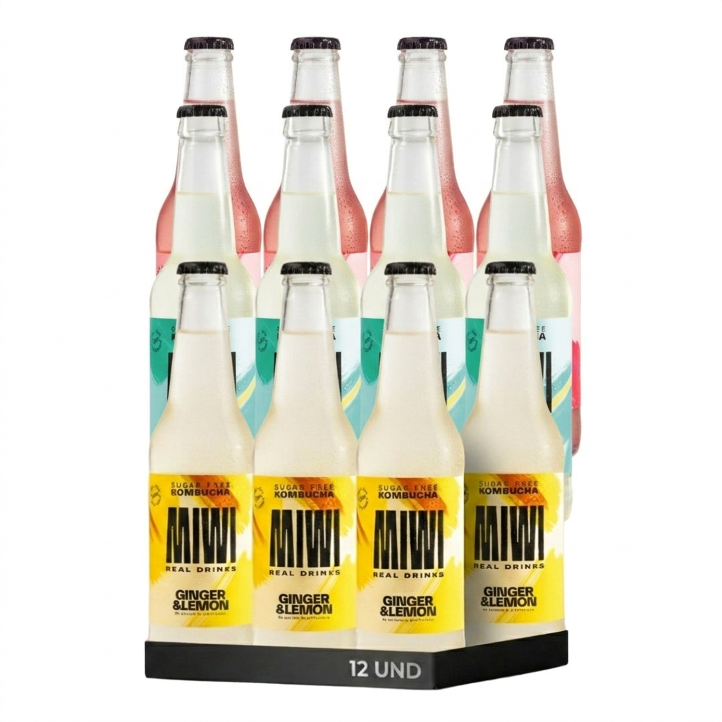 Kombucha Mix Box 0% Azucar Miwi 12 Botellas 33cl_0