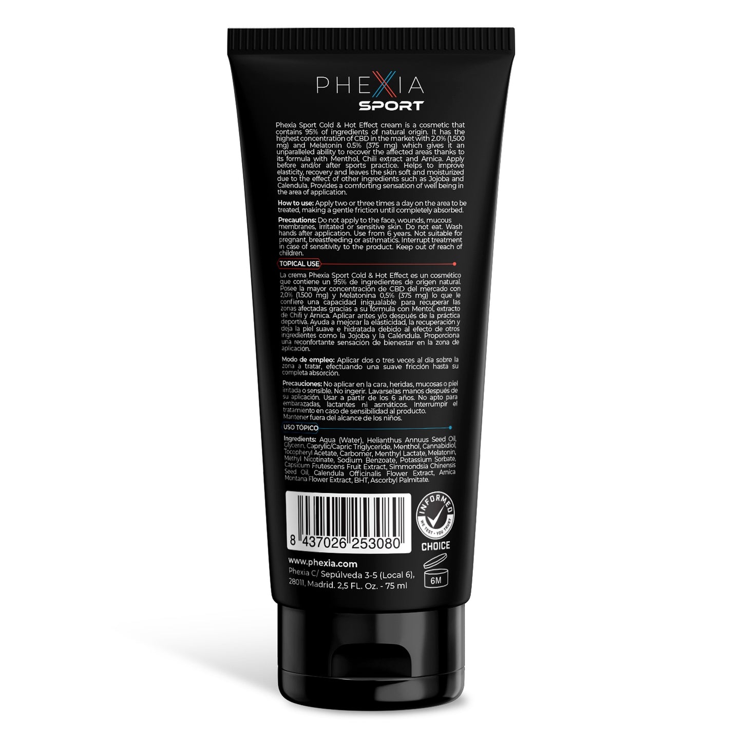 CBD e Melatonina Efeito Frio-Quente Mayday, Phexia, 75 ml