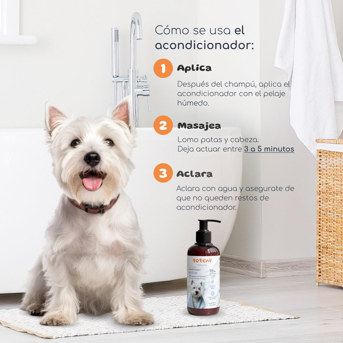 Totem Naturals 250ml Condicionador Natural para Cães, Suavidade e Brilho