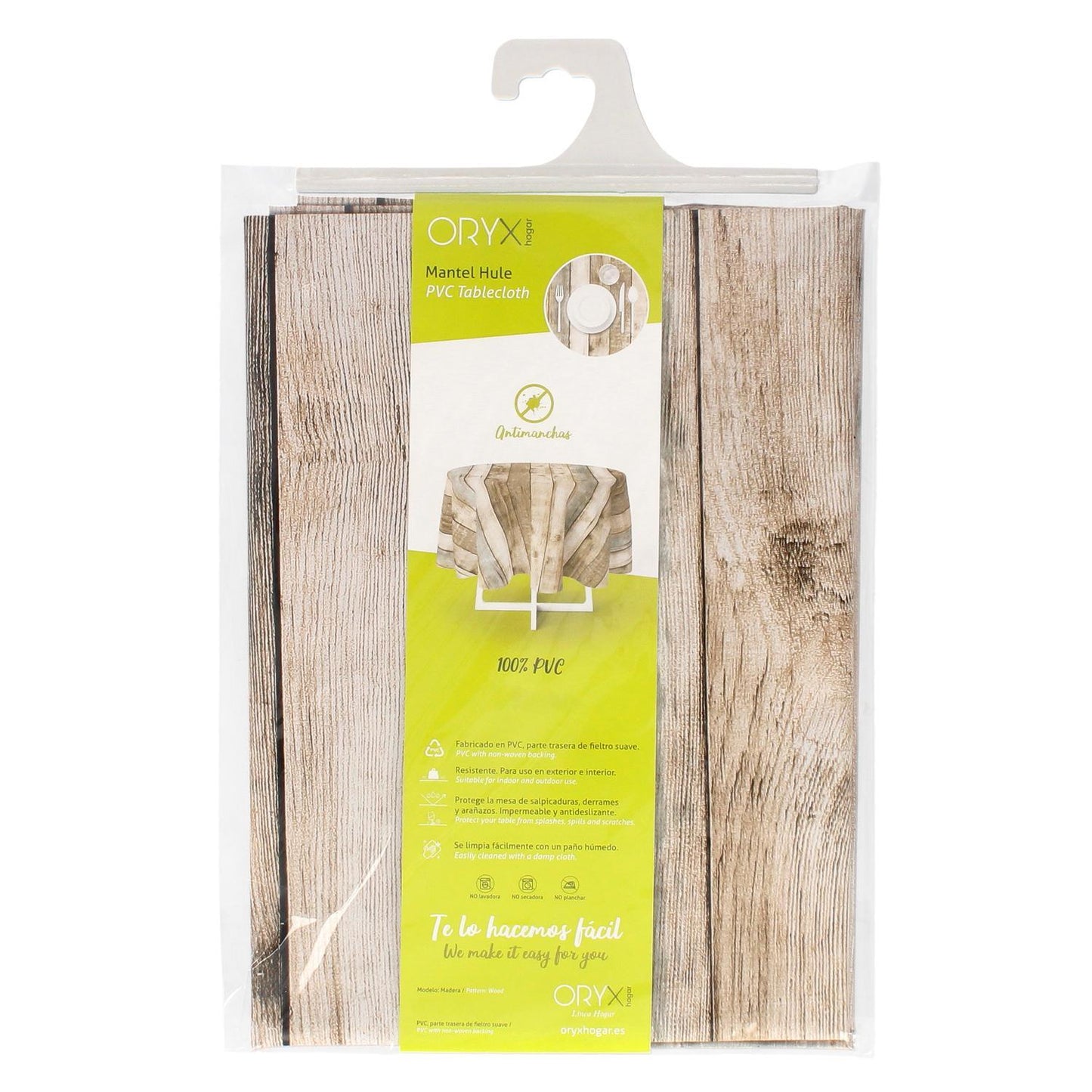 Mantel Hule Redondo Tablones Madera Impermeable Antimanchas Pvc Ø 140 Cm. Uso Interior Y Exterior