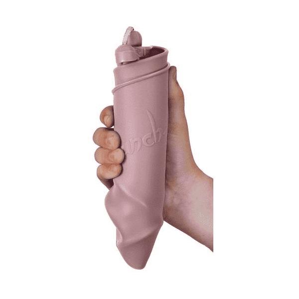 Balde de praia em silicone amassado rosa pastel