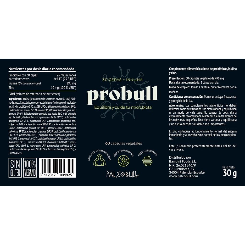 Probiótico Probull 30 Strain Paleobull 60 Cápsulas