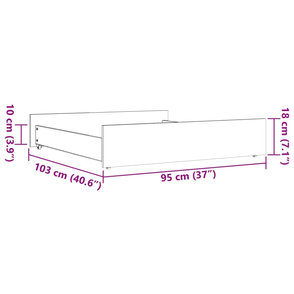 Cajones De Cama 2 Uds Madera Maciza De Pino Marrón Cera / Vetonek_5