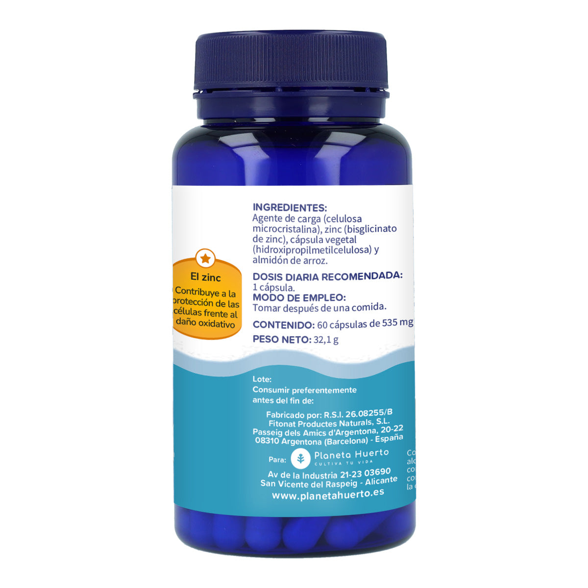 Bisglicinato de Zinco Planeta Huerto 60 Cápsulas