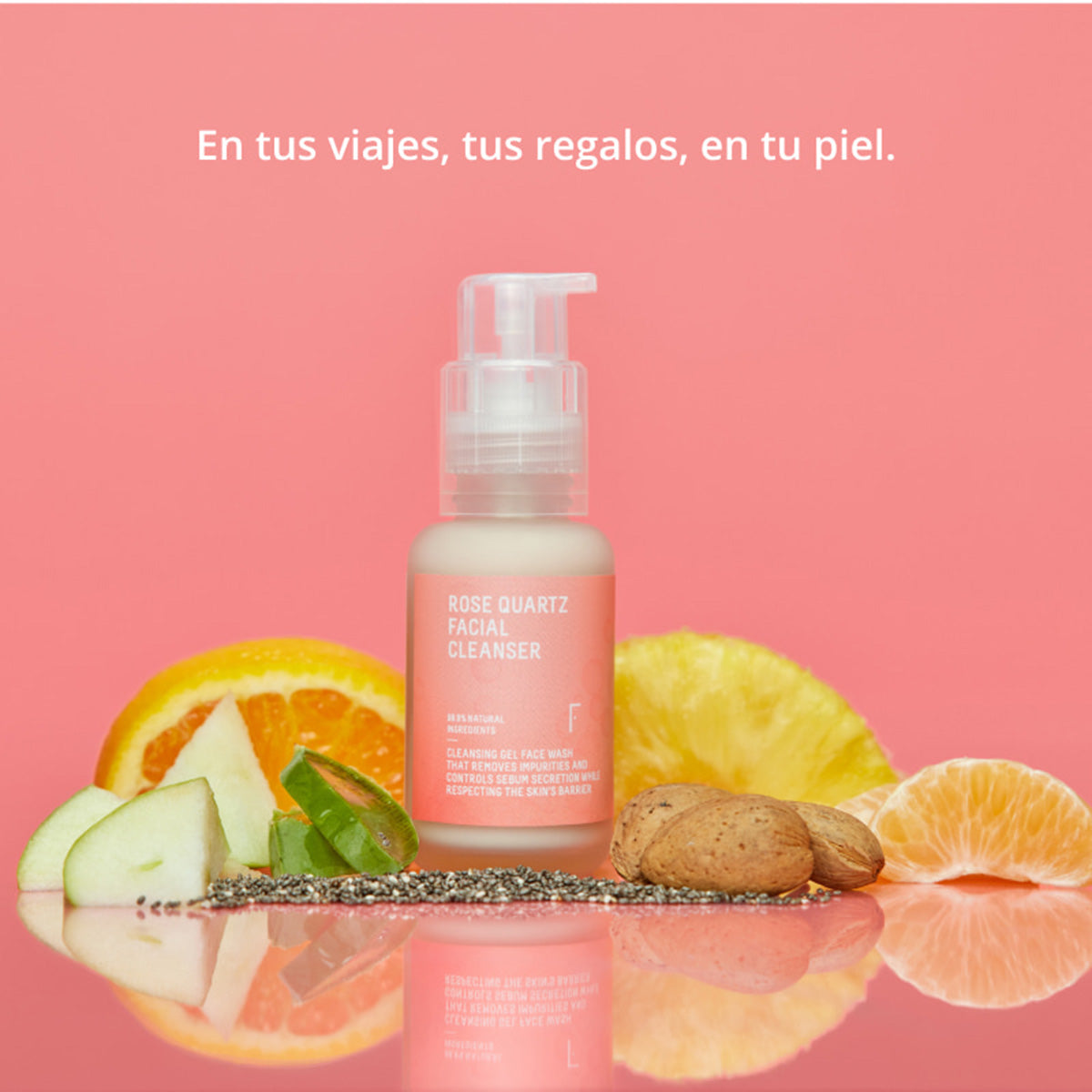 Tamanho mini - Limpador facial de quartzo rosa, Freshly Cosmetics, 50 ml