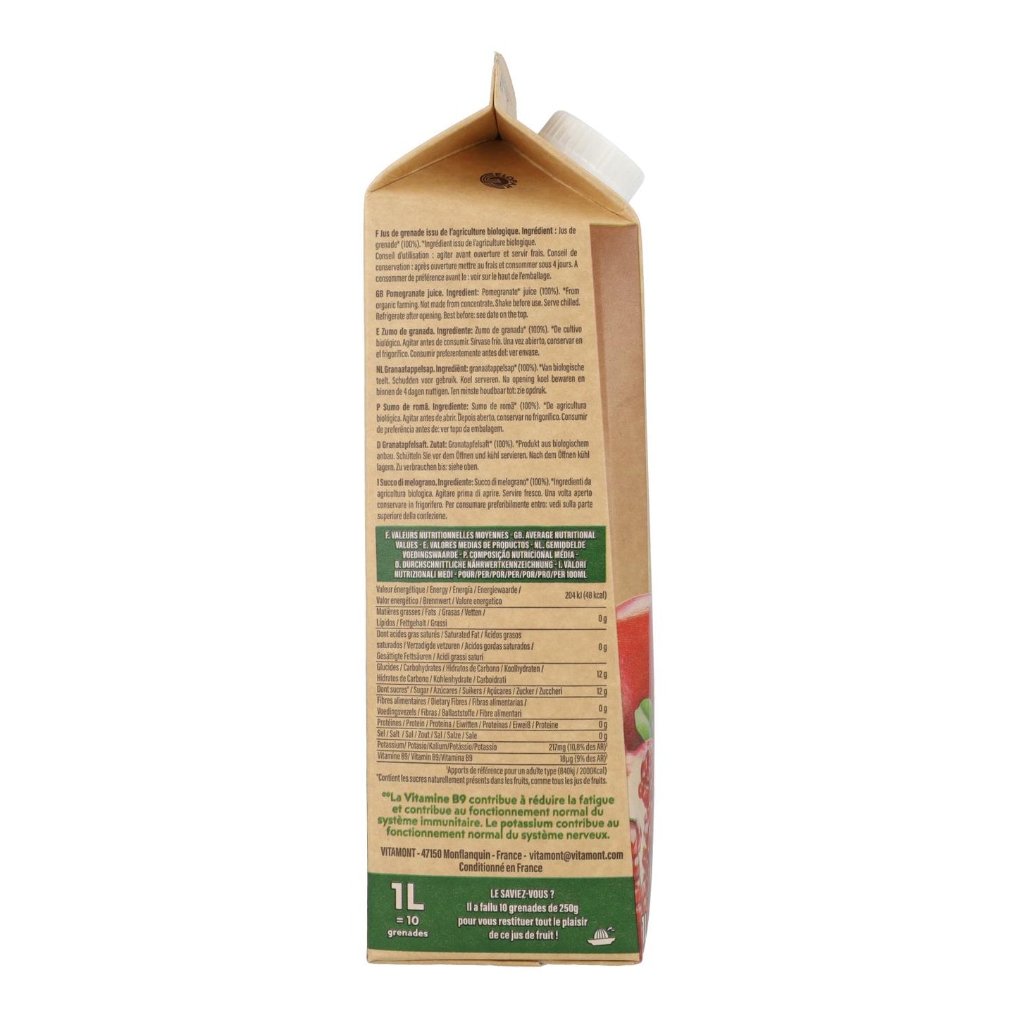 Sumo de romã Vitamont Brick 1 L