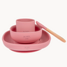 Conjunto De Louça De Silicone Orgânica - 4 Peças - Rosa Profundo