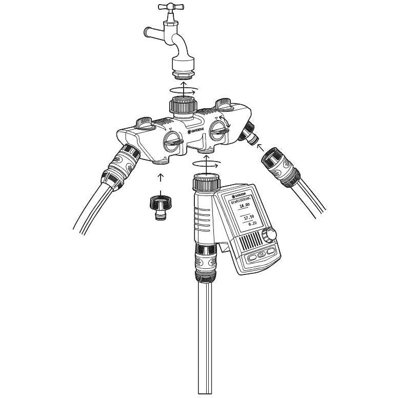 Distribuidor Gardena de 4 vias