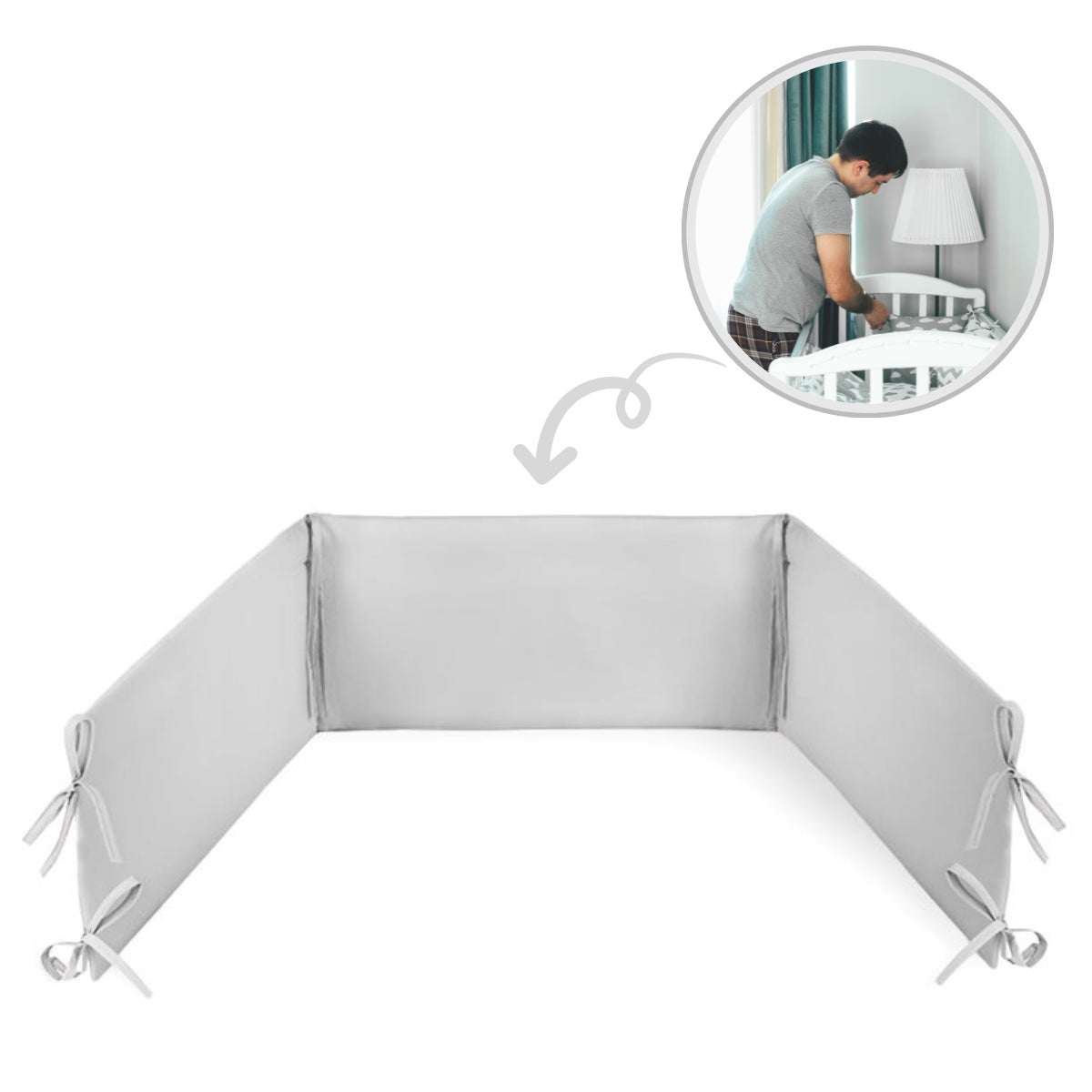 Chichonera Para Cuna 180x30 Algodón Gris Grafito_4