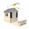 Casa de brincar infantil de madeira Grace Soulet com terraço e banco