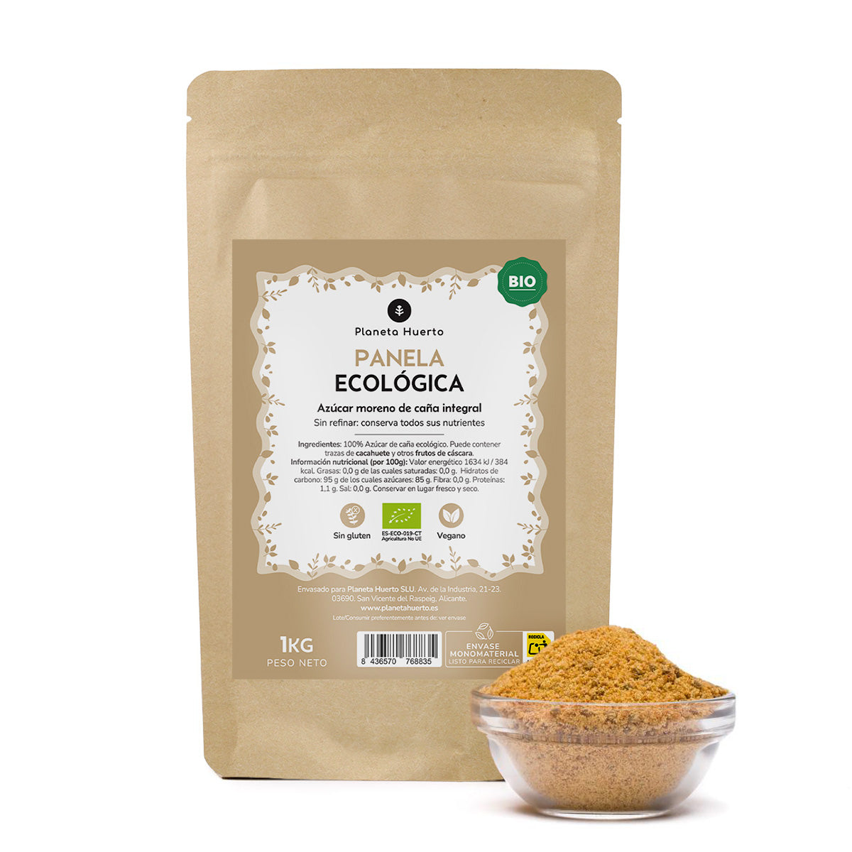 Embalagem de 2x Planeta Huerto ECO Panela Açúcar 1kg