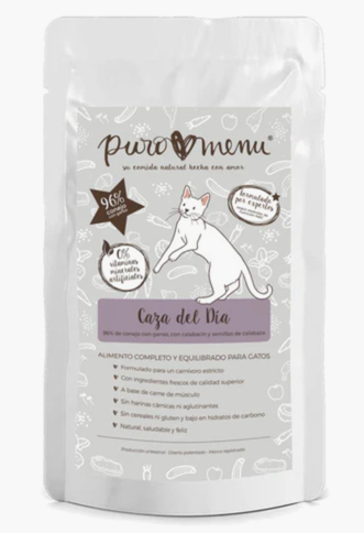 GRÁTIS - Comida húmida para gatos Caça ao dia Barf (Coelho) Puromenu 100 g