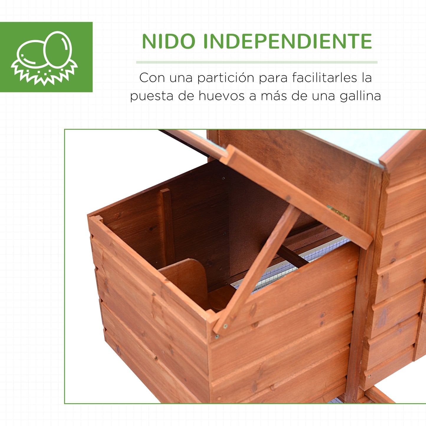 Pawhut Gallinero Corral De Madera Exterior Gallinas Con Caja Nido Bandeja_5