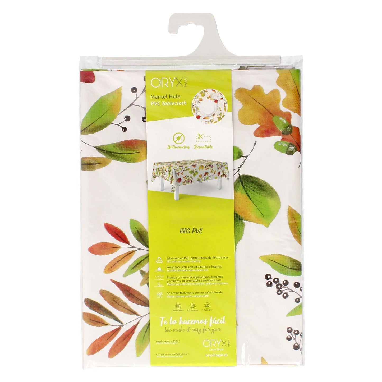 Mantel Hule Rectangular Hojas Otoño Impermeable Antimanchas Pvc 140x250 Cm. Recortable Uso Interior Y Exterior_3