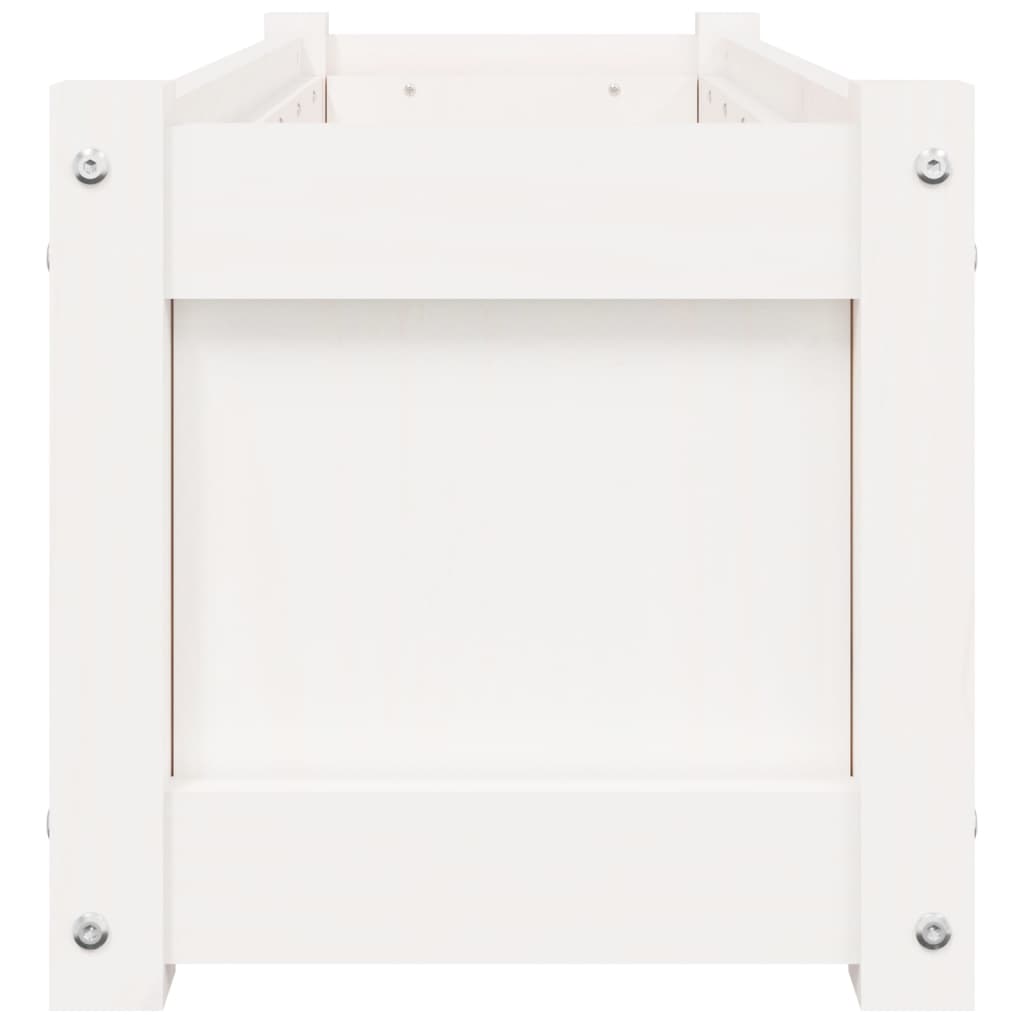 Jardinera De Madera Maciza De Pino Blanca 90x31x31 Cm_5