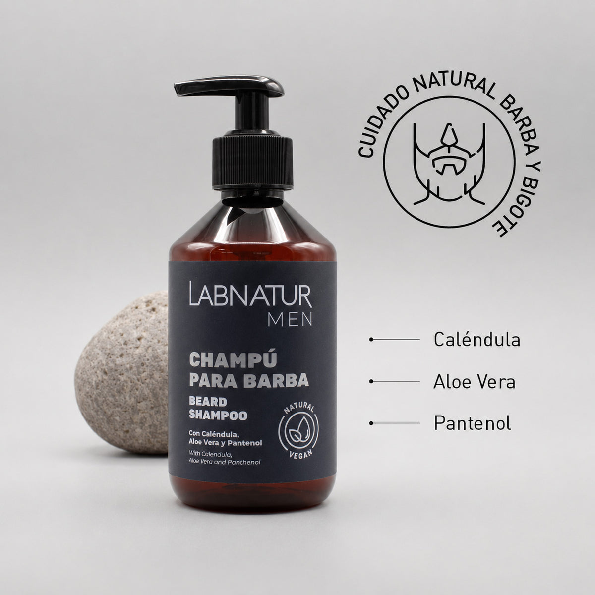 Champú Natural para Barba Labnatur 300 ml | Caléndula, Aloe Vera y Pantenol | Limpia, Hidrata y Suaviza | Vegano_2