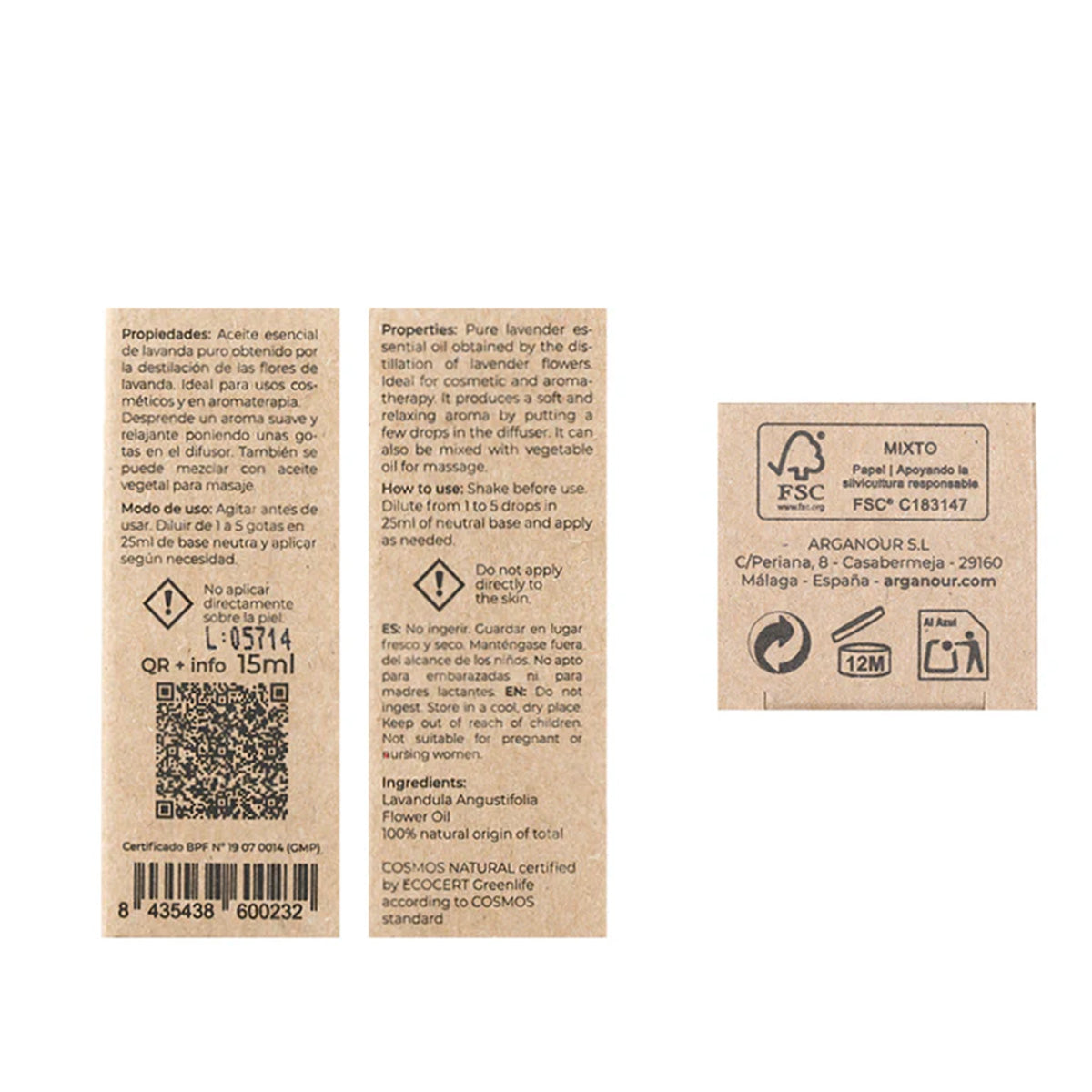 Óleo essencial de lavanda 100% puro Arganour 15 ml