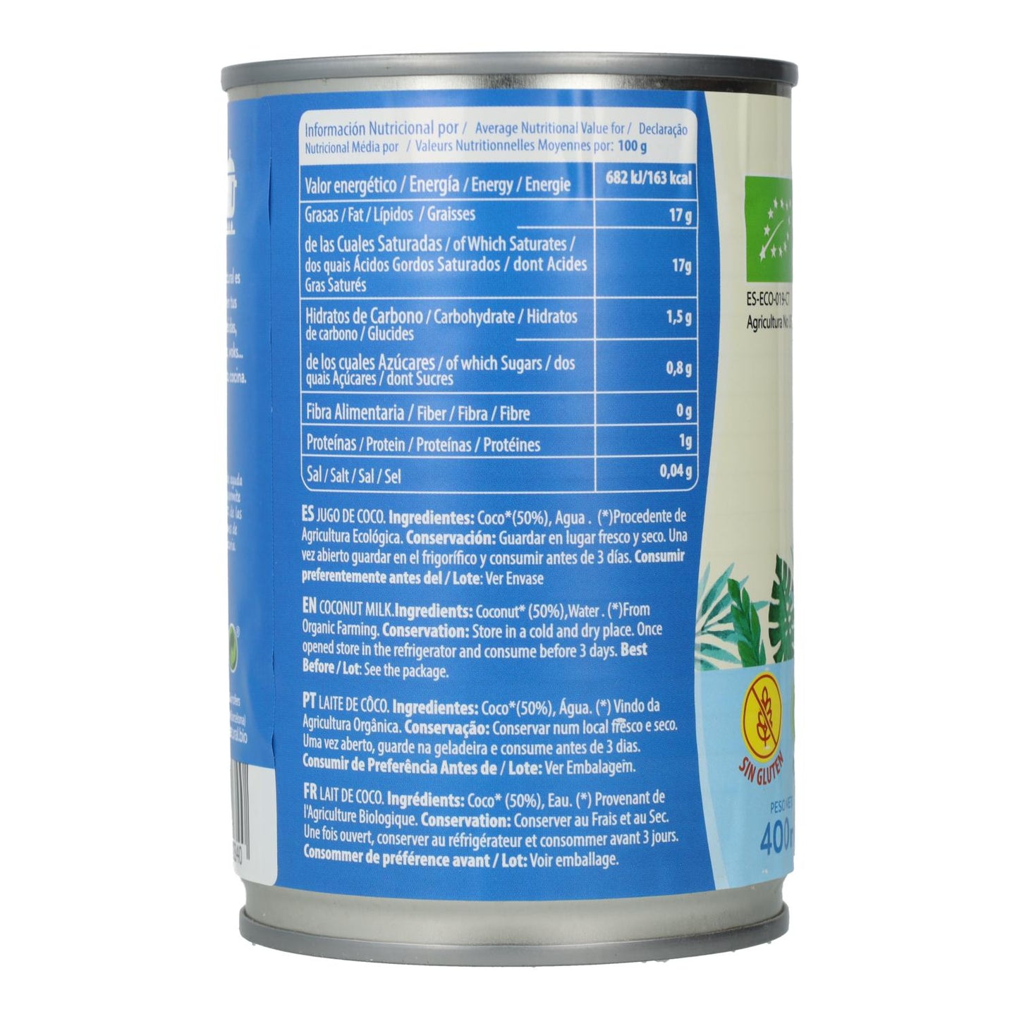 Leite de Coco Biológico Sol Natural para Cozinhar 400 ml