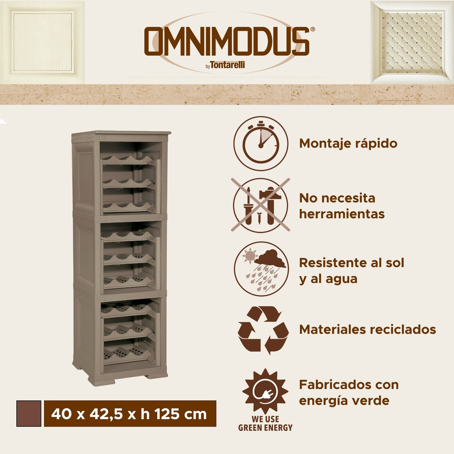 3 Estantería De Almacenamiento Modular Con Estante Para 27 Botellas Wengué