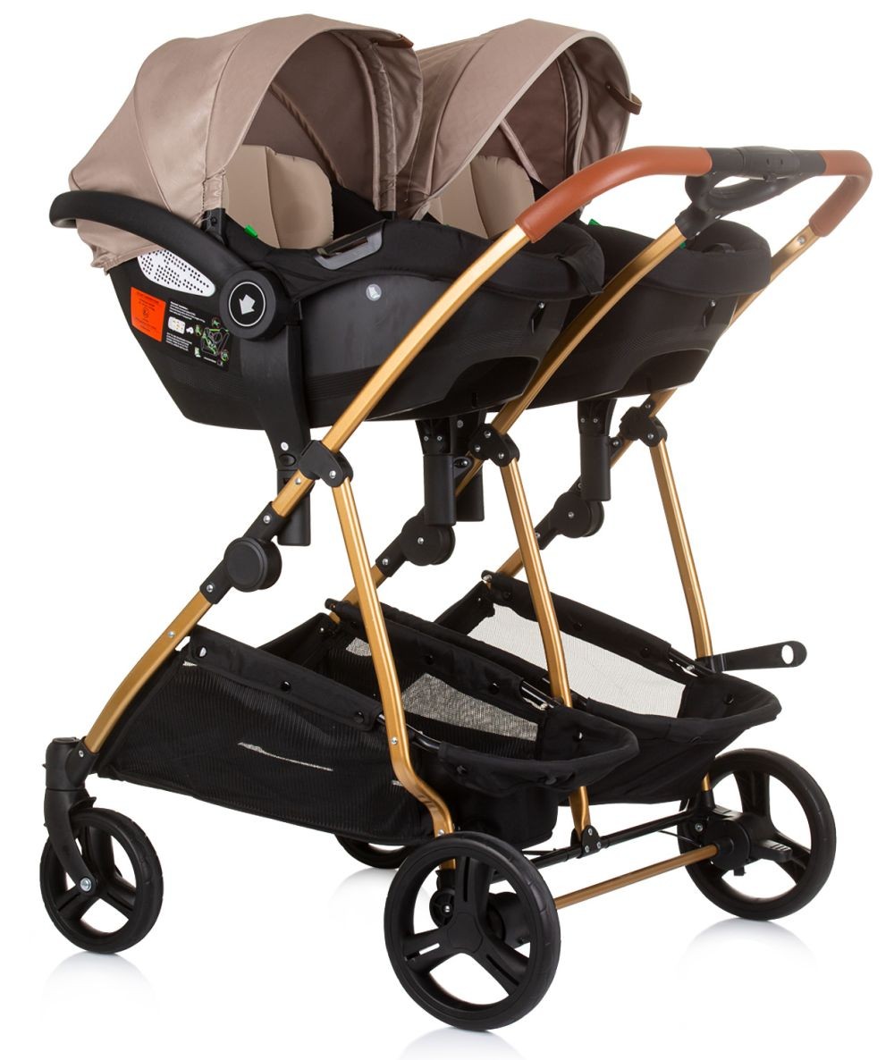 Carrito De Bebé Gemelar Dúo Smart Con 2 Grupo 0+ Golden Beige_4