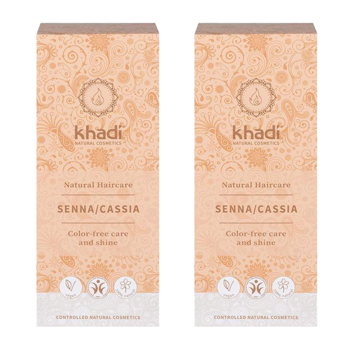 Embalagem 2x 100% natural Henna Cássia Neutra, Khadi, 100 g