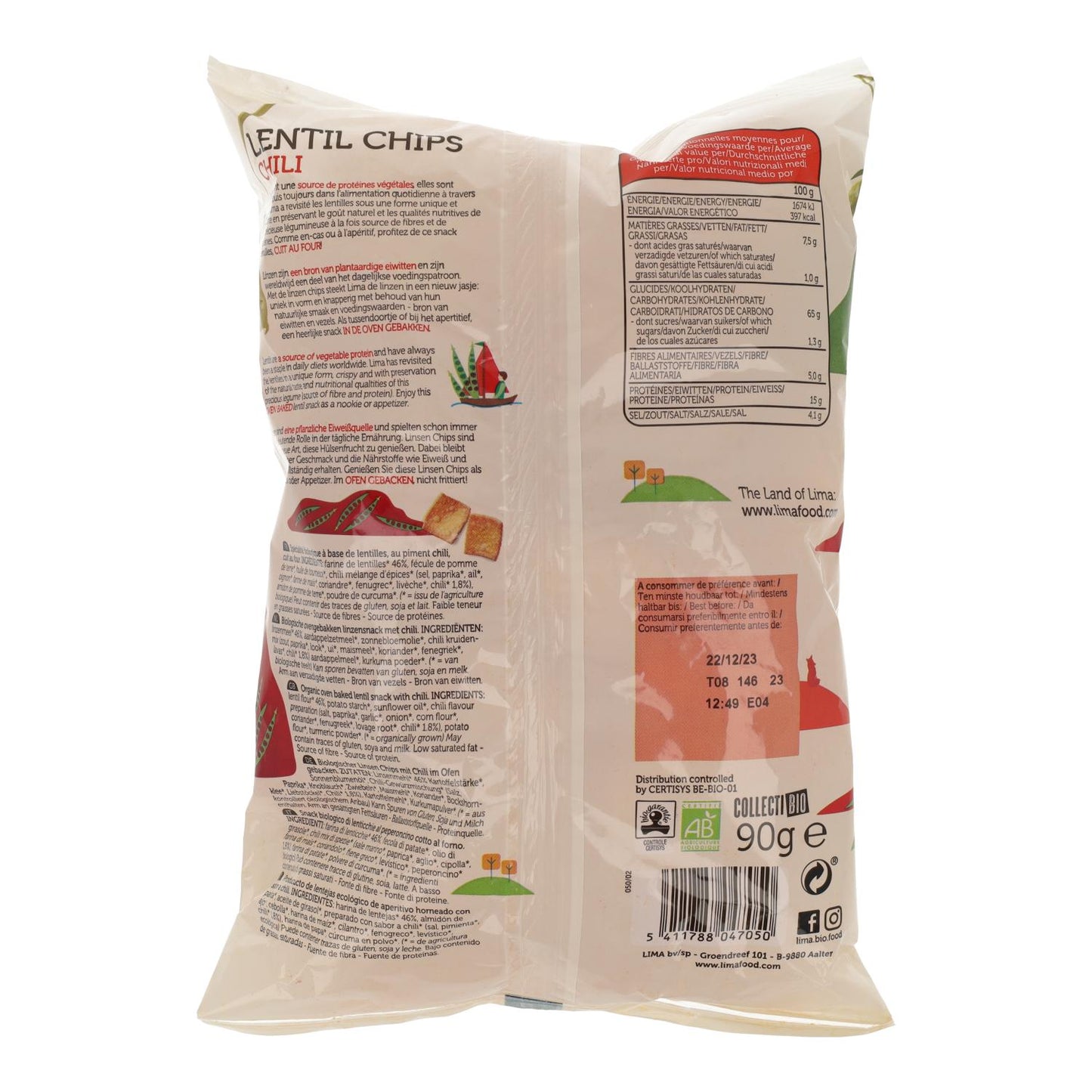Chips de Lentilha e Pimenta Lima Biológica 90 g