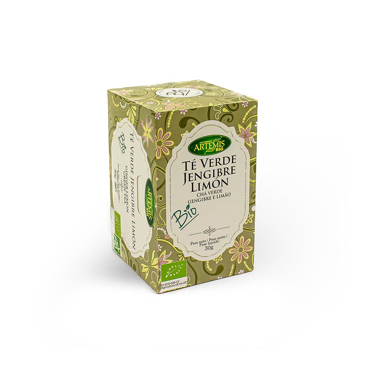 Chá Verde Biológico Artemis, Gengibre e Limão 20 saquetas
